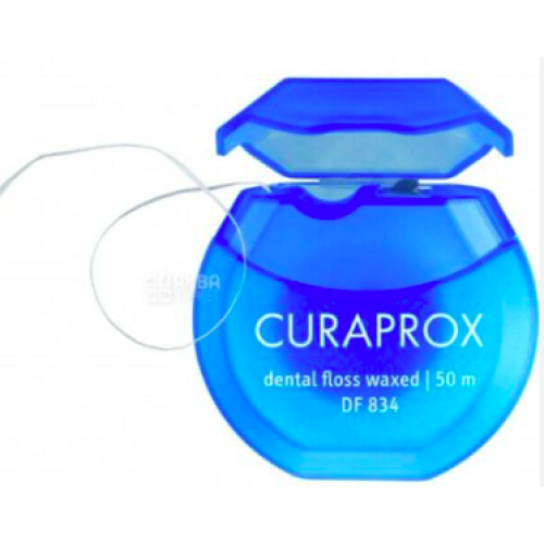 Нитка міжзубна вощена Curaprox з ароматом м'яти 50 м