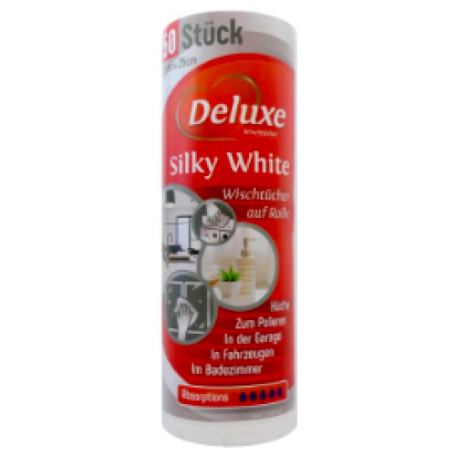 Универсальные многоразовые салфетки Deluxe Silky White 50 штук в рулоне
