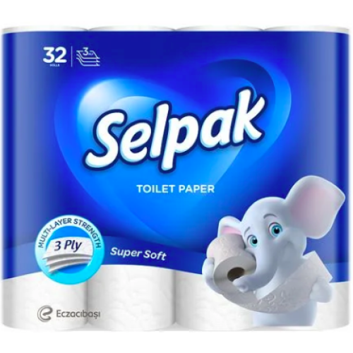 Туалетная бумага Selpak Super Soft белая 3-х слойная 32 шт
