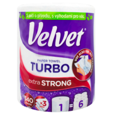 Паперові рушники Velvet Turbo тришарові 1 рулон 340 відривів