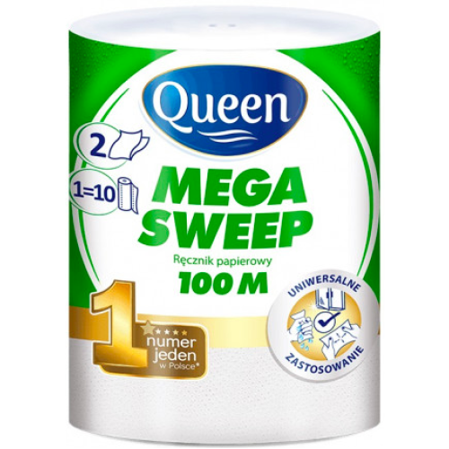 Паперові рушники Queen Mega Sweep двошарові 100 м