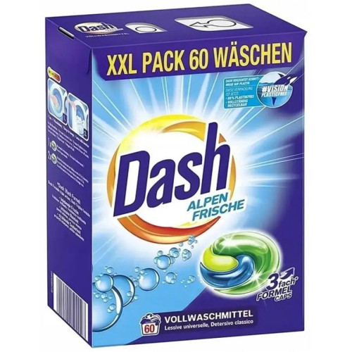 Капсули для прання Dash Caps Alpen Frische універсальні 60 шт