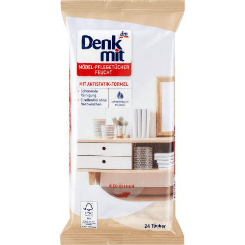 Вологі серветки для догляду за меблями DenkMit  24 шт
