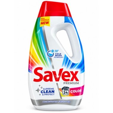Концентрований гель для прання кольорових речей Savex Premium Color Supreme Clean & Protect, 24 прання, 960 мл
