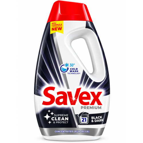 Концентрований гель для прання чорних і темних речей Savex Premium Black & Dark Supreme Clean & Protect, 21 прання, 945 мл
