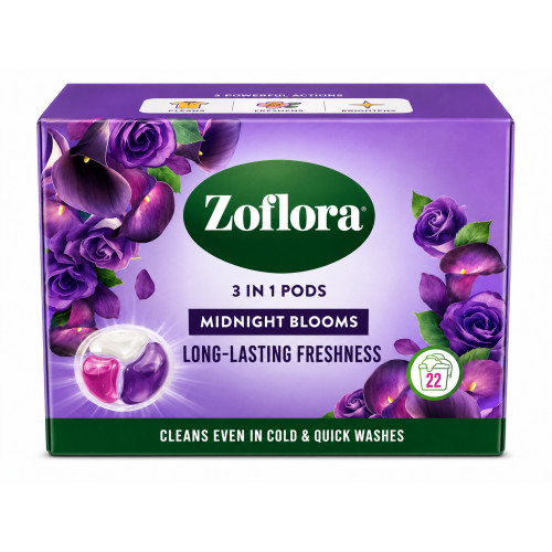 Капсули для прання Zoflora 3 in 1 Pods Midnight Blooms, 22 шт