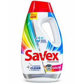 Концентрований гель для прання кольорових речей Savex Premium Color Supreme Clean & Protect, 24 прання, 960 мл