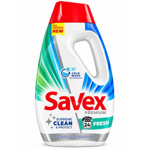 Концентрований гель для прання Savex Premium Fresh Supreme Clean & Protect, 24 прання, 960 мл