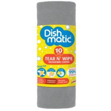 Универсальные полотенца для уборки Dishmatic Tear N Wipe серые, 10 шт