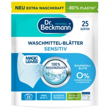 Салфетки для стирки Dr. Beckmann Magic Leaves для чувствительной кожи 25 шт