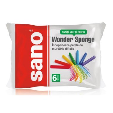 Sano Wonder Sponge extra Губка меламінова, багатофункціональна, 6 шт