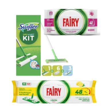 Набір для прибирання "Швабра Swiffer + Серветки Fairy"